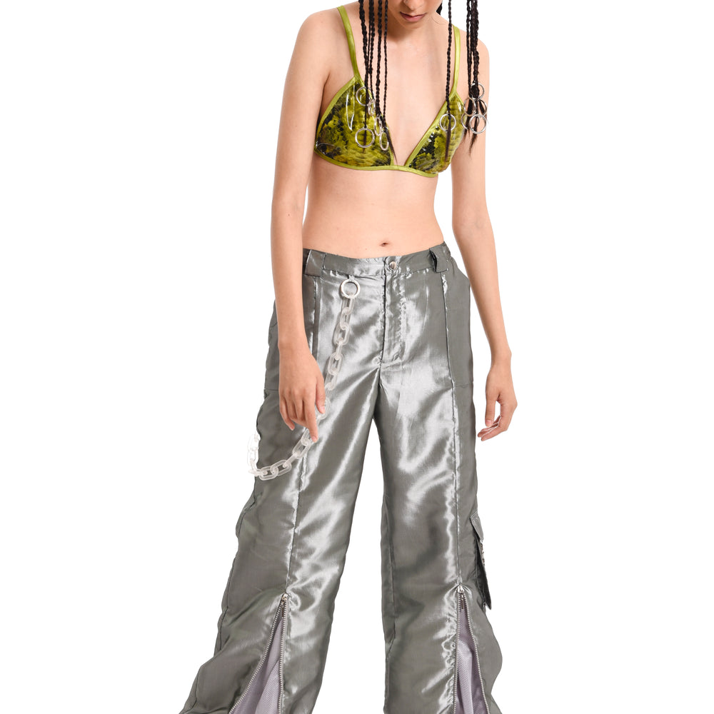 HER CARGO PANTS SILVER GREY
