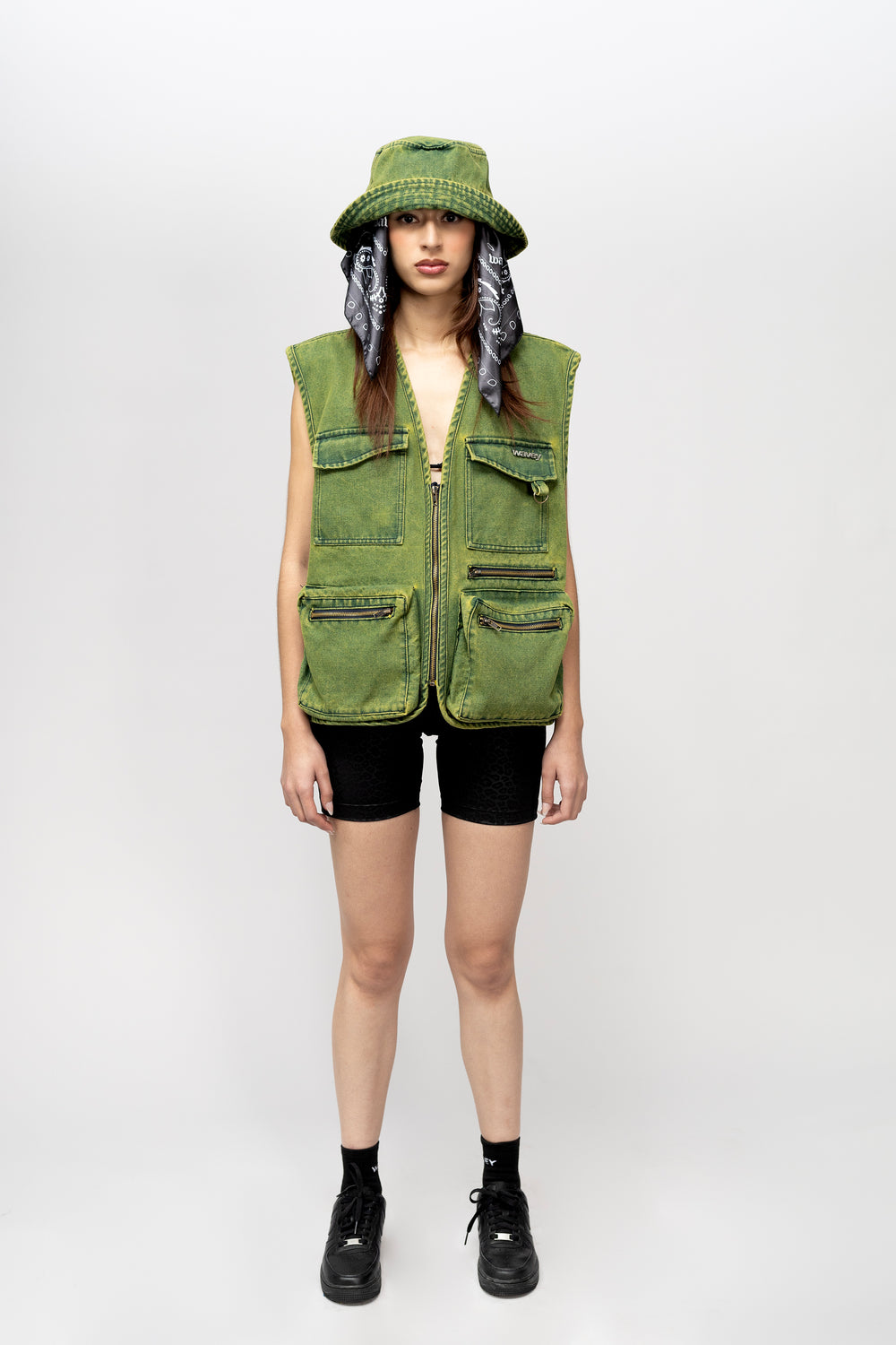 WASHED GREEN DENIM VEST