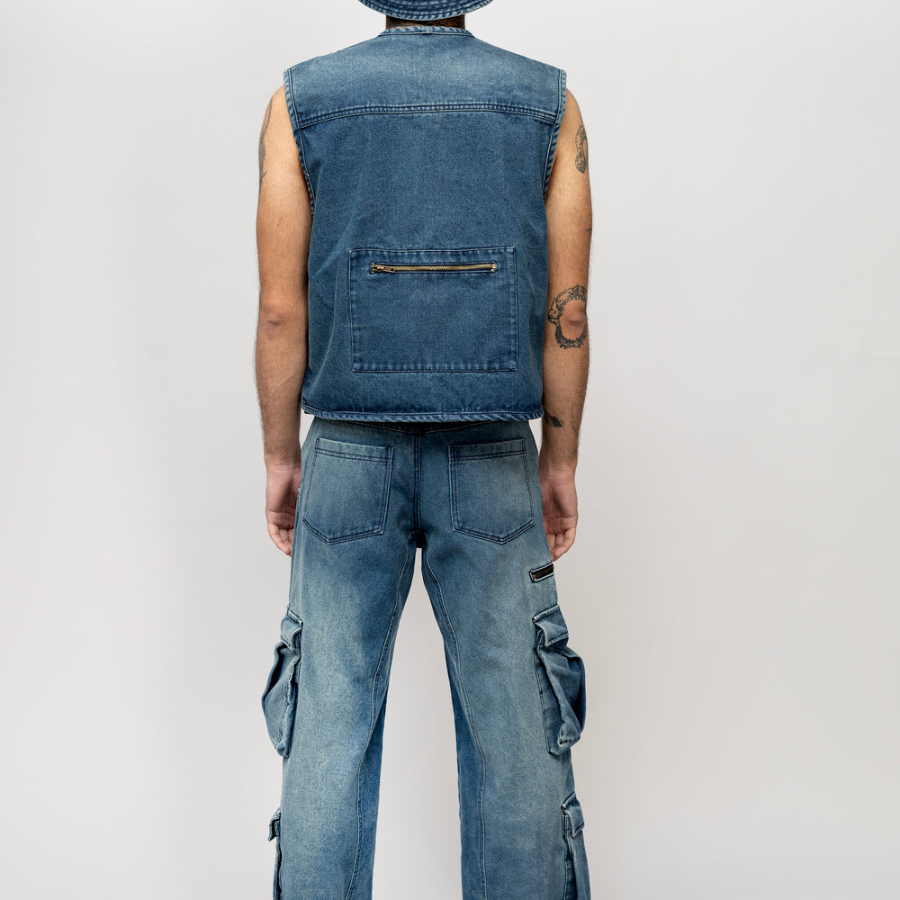 
                      
                        BLUE DENIM VEST
                      
                    