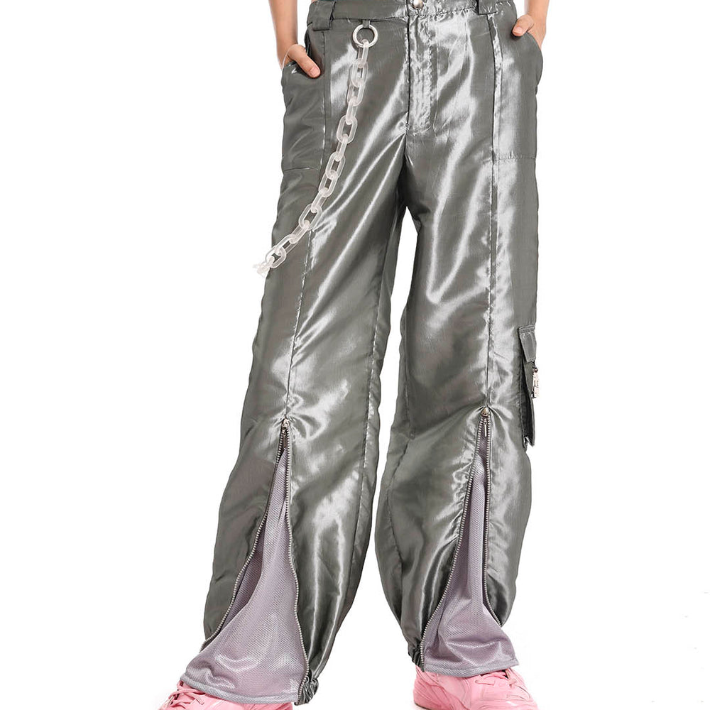 HER CARGO PANTS SILVER GREY